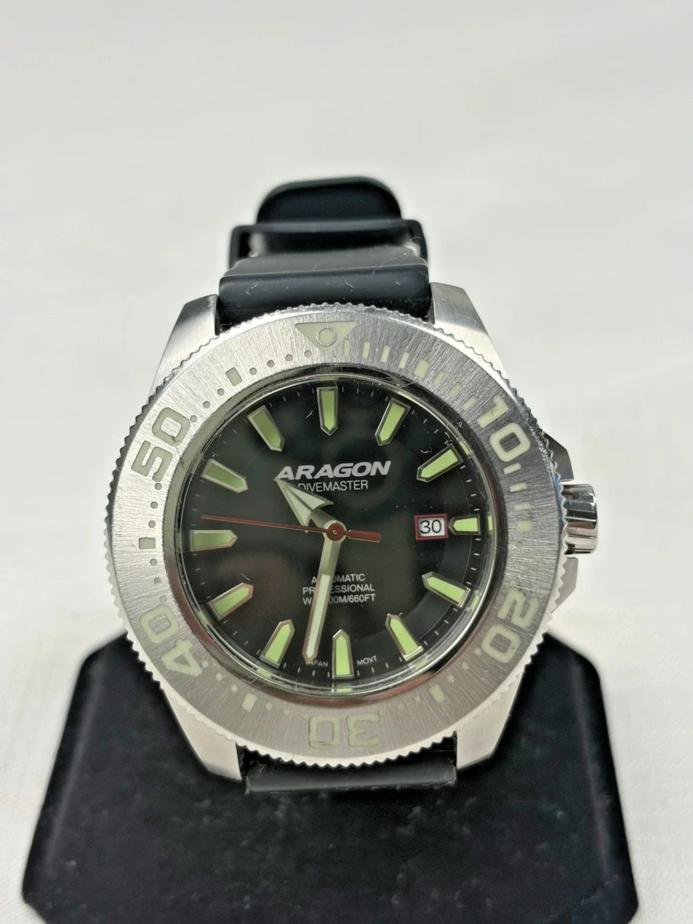 ARAGON DIVEMASTER PROFESSIONAL AUTOMATIC A058 BLACK DIVER 200M MEN'S WATCH